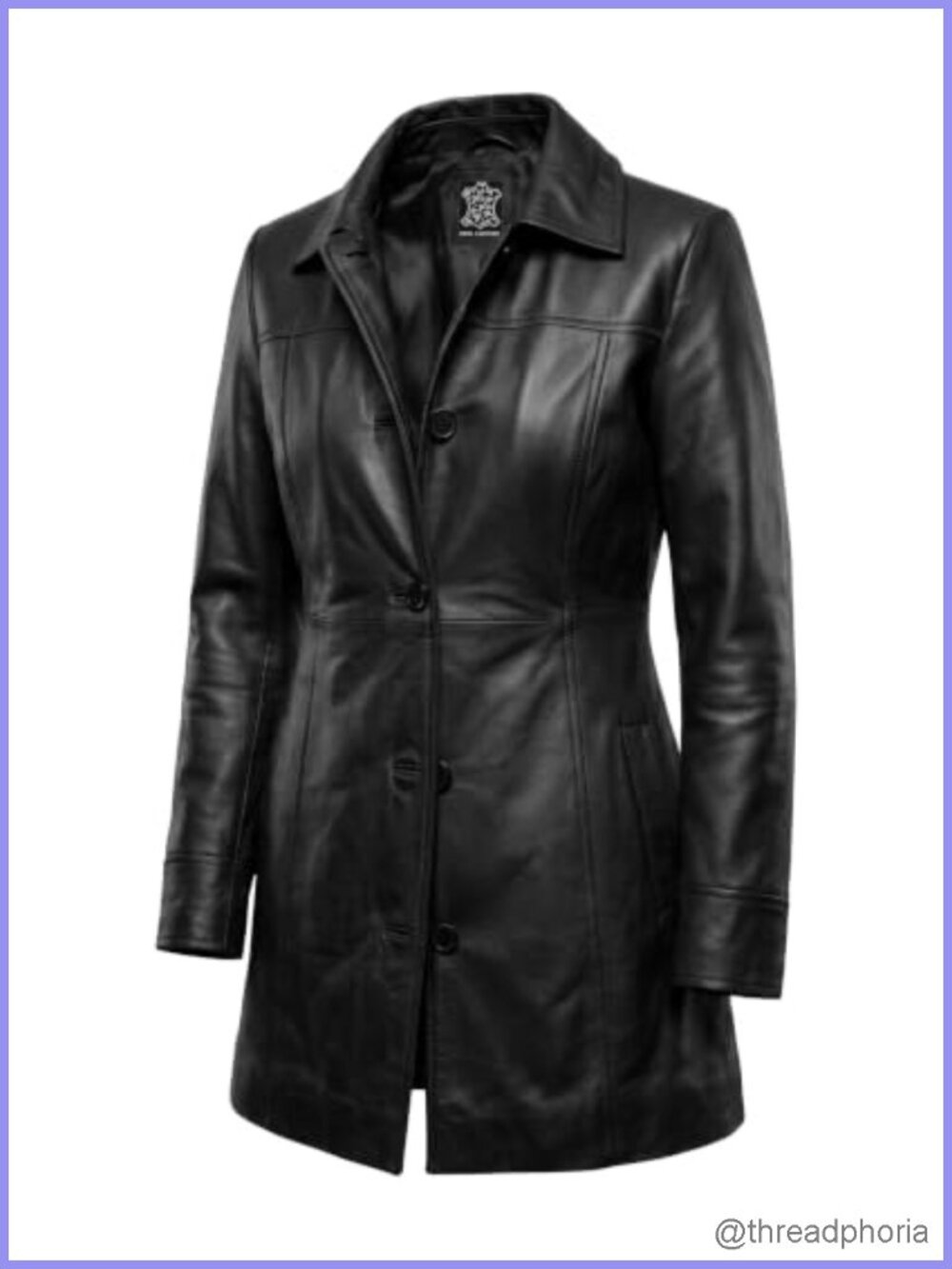 Women's Mid Length Leather Coat Real Leather Car Coat